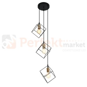 Italux Morestel MDM-4244/3 BK+BRO lampa wisząca czarno złota kostka