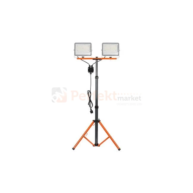 LED Baustellenleuchte 2x50W Mit Stativ - Tragbarer Fluter IP65, 5000 Lumen Pro Lampe