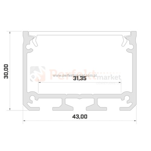 rofil aluminiowydo taśm LED lamp Iledo srebrny 1 mb LUMINES-ILEDO1-S perfektmarket sklep
 wymiary