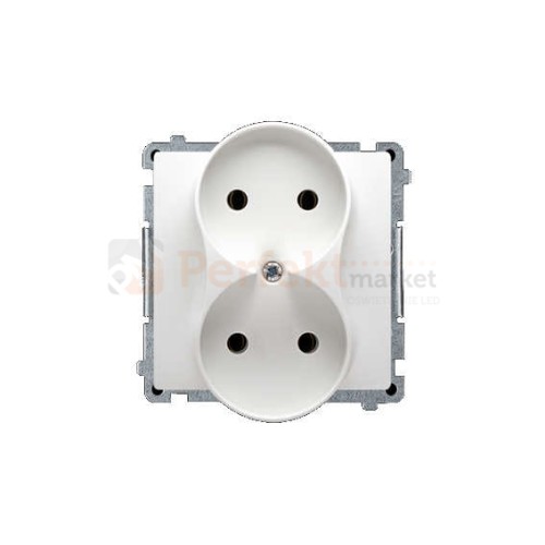 Gniazdo wtyczkowe podwójne bez uziemienia biały 16A oświetlenie_led LED biały Simon Basic BMG2M.01/11 perfektmarket hurtownia_elektryczna