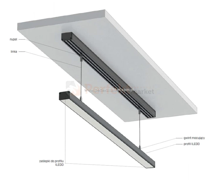 rofil aluminiowydo taśm LED lamp Iledo srebrny 1 mb LUMINES-ILEDO1-S perfektmarket sklep
montaż