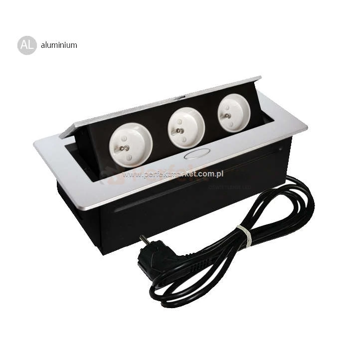 Media Port power_port powerport mediaport blatowy gniazda wpuszczany 2x230V Oval sklep perfektmarket hurtownia elektryczna aluminium