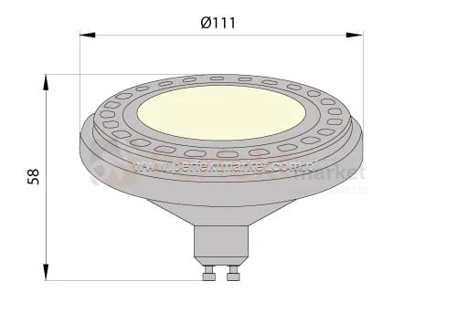 Żarówka LED ES111 AR111 GU10 230V 9W 4000K GU10-SOFT-9-NW-CZ wymiary rozmiary perfektmarket sklep 
