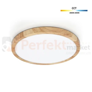 Lampa sufitowa plafon LED Alata drewno CCT IP44 30cm Italux
