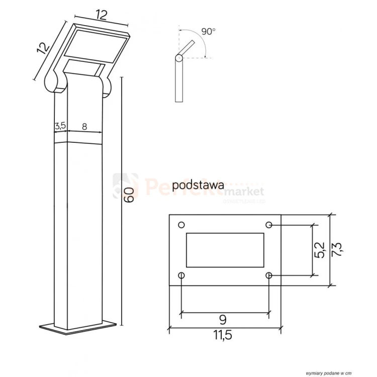 Lampa ogrodowa LED stojąca słupek nowoczesny NEO 60cm 4000K antracyt perfektmarket.webp