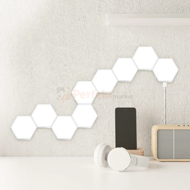 Lampa ścienna hexagon plastry miodu gamingowa MAYA RGB pi (6).webp