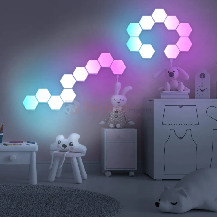 Lampa ścienna hexagon plastry miodu gamingowa MAYA RGB pi (1).webp