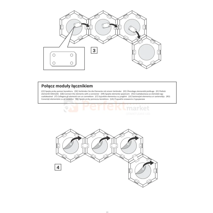 Lampa ścienna hexagon plastry miodu gamingowa MAYA RGB 2 perfektmarket.webp