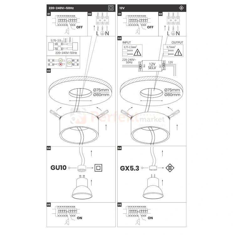 Oprawa sufitowa oczko podtynkowe BALI round Black ML0060 instrukcja montażu.webp