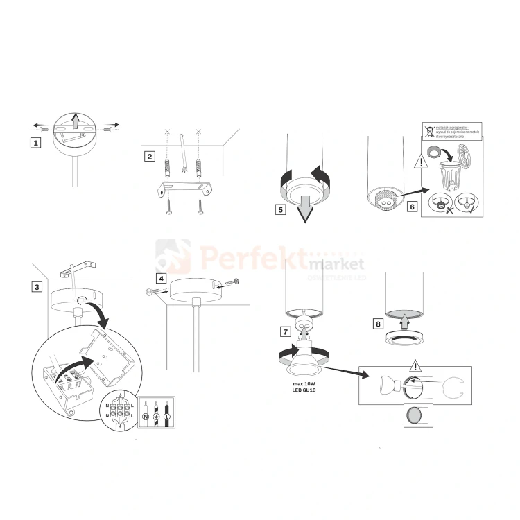 Lampa wisząca tuba IP44 biała 1xGU10 TURYN perfektmarket (4).webp
