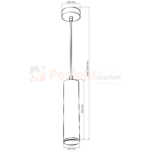 Lampa wisząca tuba IP44 biała 1xGU10 TURYN perfektmarket.webp