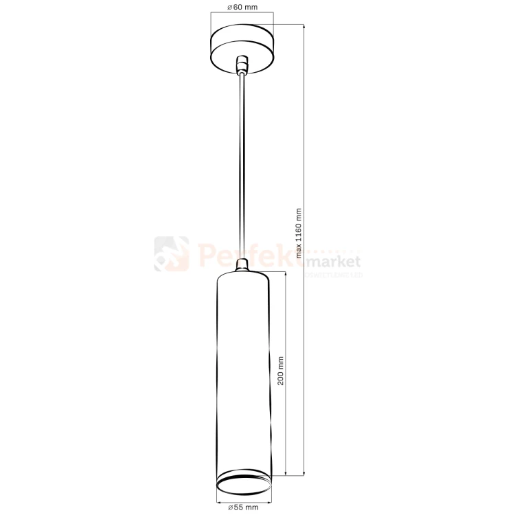 Lampa wisząca tuba IP44 biała 1xGU10 TURYN perfektmarket.webp