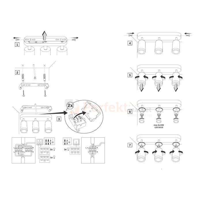 Listwa ścienno-sufitowa spot 3xGU10 TURYN IP44 biały 324801 perfektmarket (6).webp