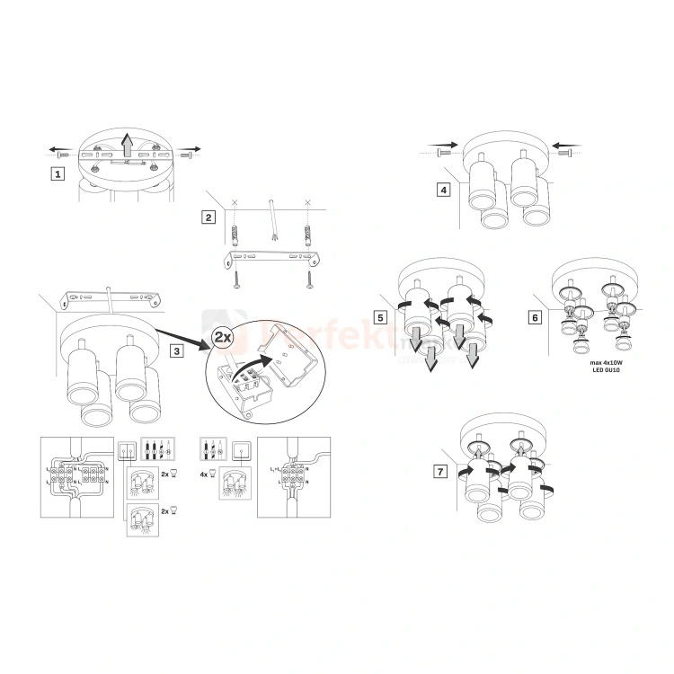 Lampa sufitowa plafon spot 4xGU10 TURYN IP44 biała 324818 perfektmarket (6).webp