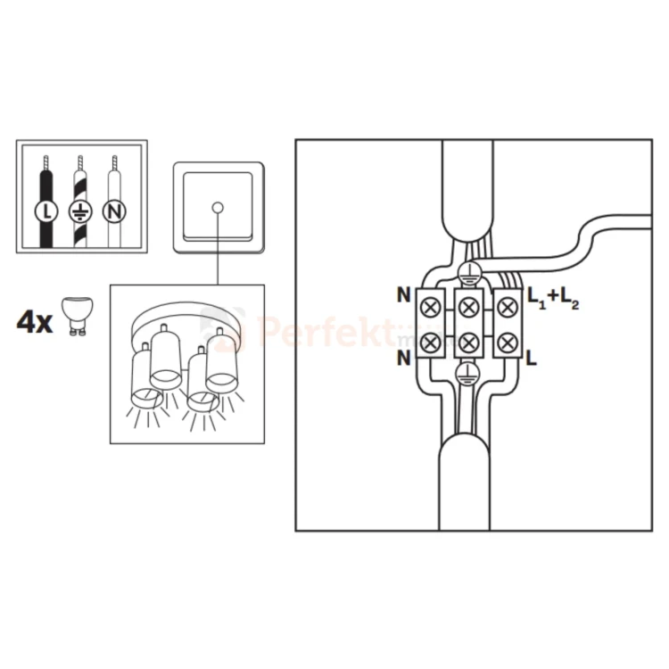 Lampa sufitowa plafon spot 4xGU10 TURYN IP44 biała 324818 perfektmarket.webp