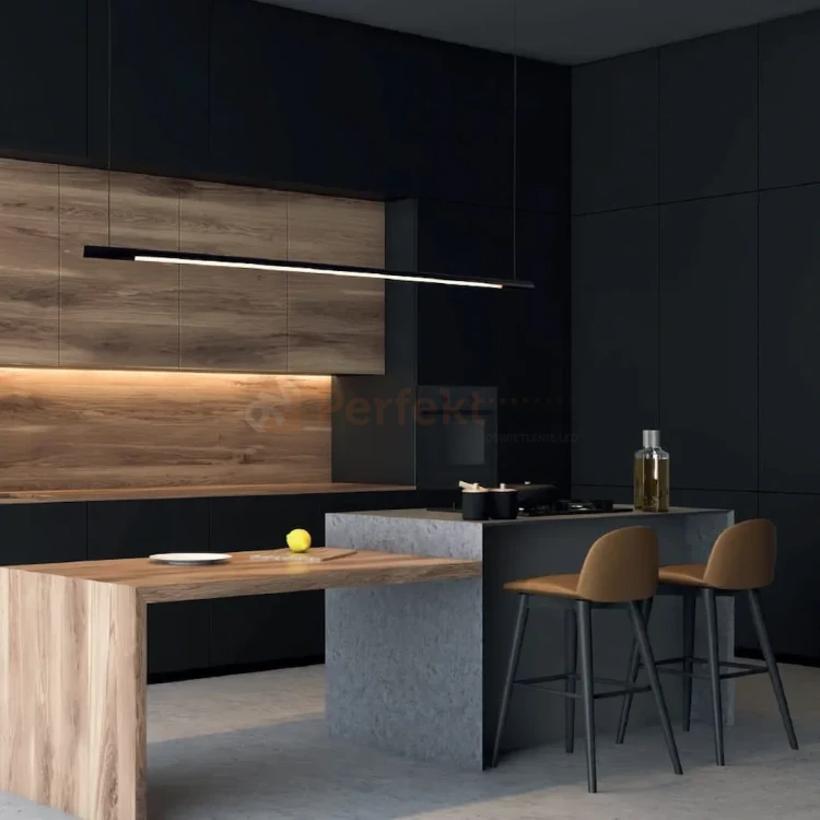 Lampa wisząca czarna liniowa podłużna ściemnialna Horizon P00358D 150 cm 3000K perfekt (2).webp