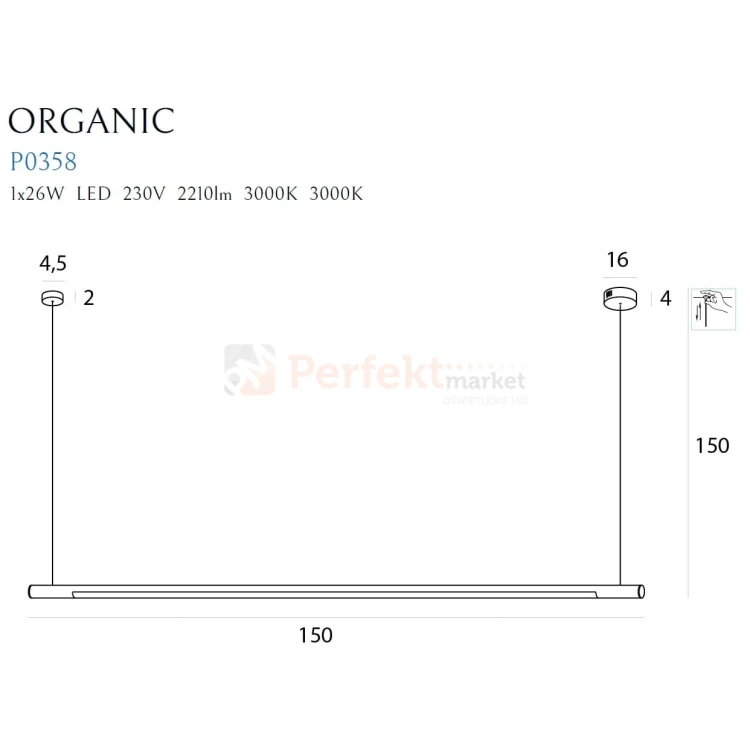 Lampa wisząca czarna liniowa podłużna ściemnialna Horizon P00358D 150 cm 3000K perfekt (3).webp