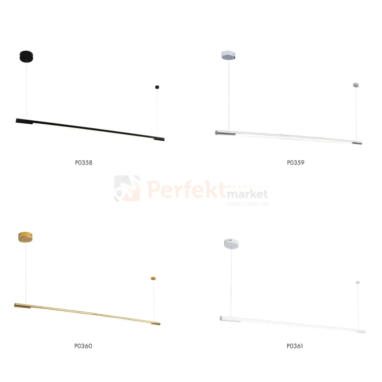 Lampa wisząca czarna liniowa podłużna ściemnialna Horizon P00358D 150 cm 3000K perfektmark.webp