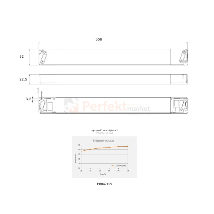 zasilacz 48V instalacyjny LUNA ultra slim 5 lat gwarancji wymiary perfektmarket.webp