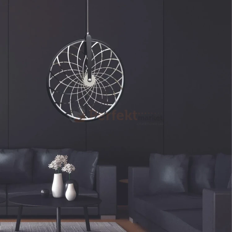 Lampa wisząca LED Bicykl koło roweru 55cm 3000K chrom czarna pe (1).webp