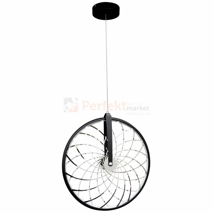Lampa wisząca LED Bicykl koło roweru 55cm 3000K chrom czarna pe (3).webp