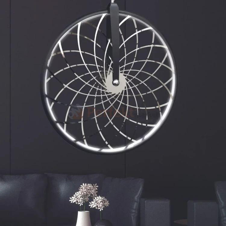 Lampa wisząca LED Bicykl koło roweru 55cm 3000K chrom czarna perfek.webp