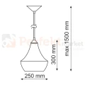 Lampa wisząca czarno złota Modern B 25cm 1xE27 wymiar perfektmarket.webp