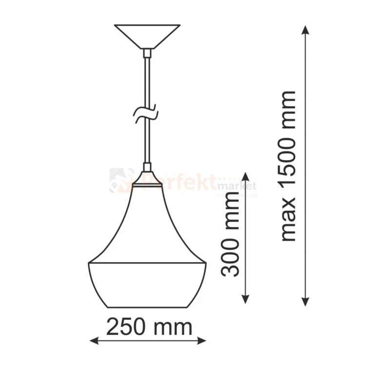 Lampa wisząca czarno złota Modern B 25cm 1xE27 wymiar perfektmarket.webp