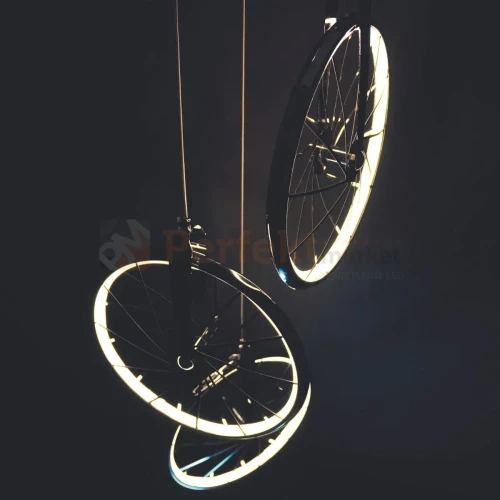 Lampa wisząca LED Bicykl koła roweru 36cm 3000K chrom czarne perfektmarket (6).webp