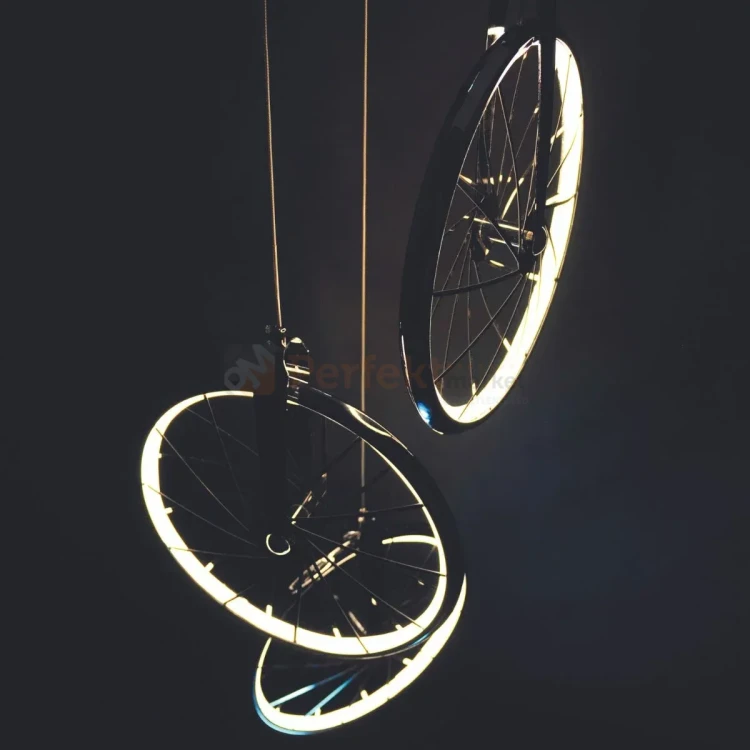 Lampa wisząca LED Bicykl koła roweru 36cm 3000K chrom czarne perfektmarket (6).webp