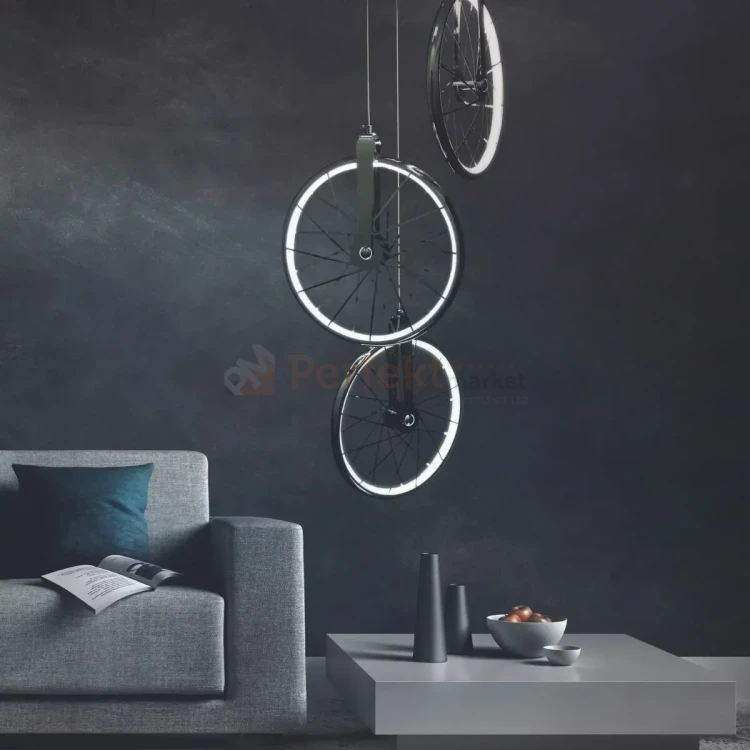 Lampa wisząca LED Bicykl koła roweru 36cm 3000K chrom czarne perfektmarket (4).webp