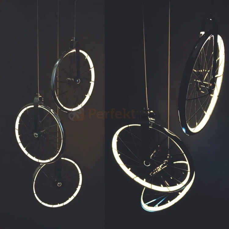 Lampa wisząca LED Bicykl koła roweru 36cm 3000K chrom czarne perfektmarket (3).webp