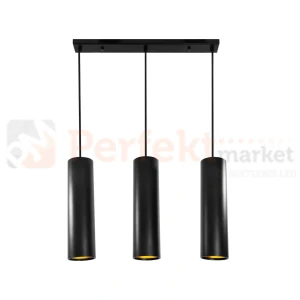 Lampa wisząca LATI potrójna tuba okrągła GU10 czarno złota Goldlux 307583