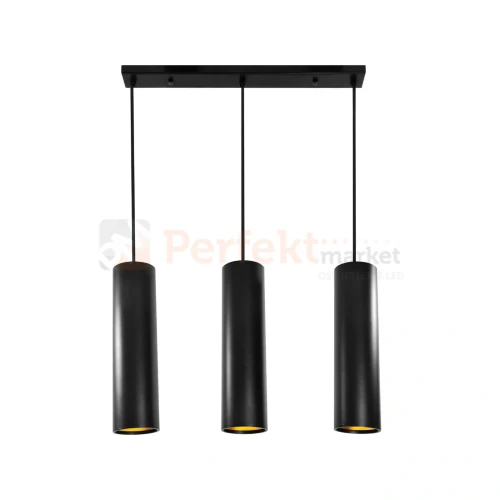 Lampa wisząca LATI potrójna tuba okrągła GU10 czarno złota Goldlux 307583 per.webp