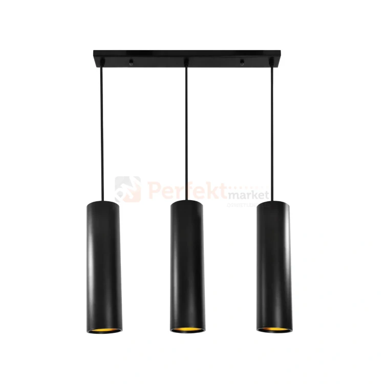 Lampa wisząca LATI potrójna tuba okrągła GU10 czarno złota Goldlux 307583 per.webp