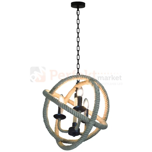 Lampa wisząca sznur lina boho country Rope Globo 3xE14 perfektmark (4).webp