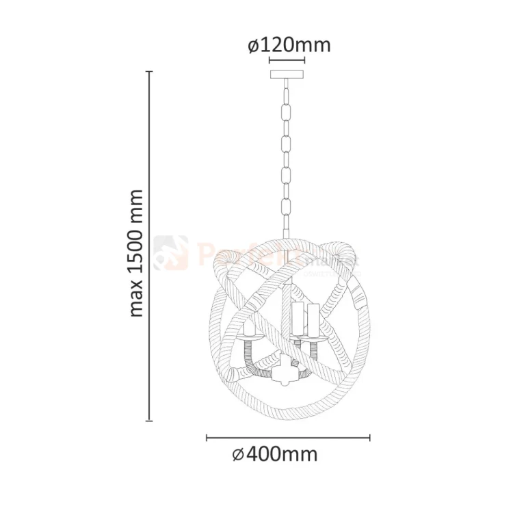 Lampa wisząca sznur lina boho country Rope Globo 3xE14 perfektmarket.webp