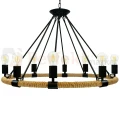 Lampa wisząca sznur lina koło country Rope Arthur 8xE27 perfektma (5).webp