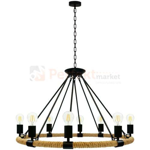 Lampa wisząca sznur lina koło country Rope Arthur 8xE27 perfektma (2).webp