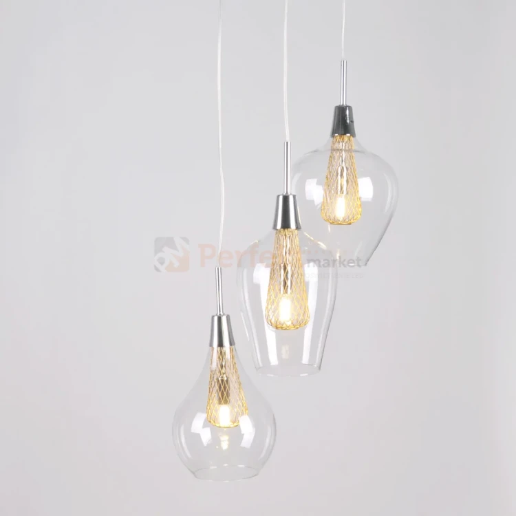 Lampa wisząca Dyson 3 potrójna okrągła szklana Goldlux 3xG9 perfektmarket.webp