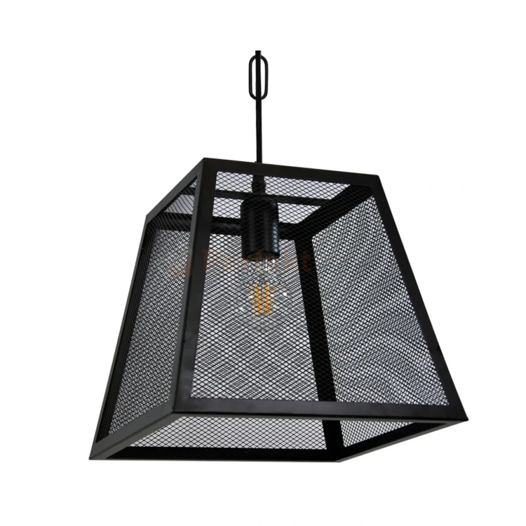 Lampa wisząca druciana siatka loft Madera czarna Polux 310354 perfektmarket (2).webp