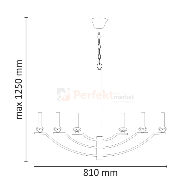 Lampa wisząca klasyczna Hims Polux 310514 czarna 6xE14 perfektmarket (5).webp