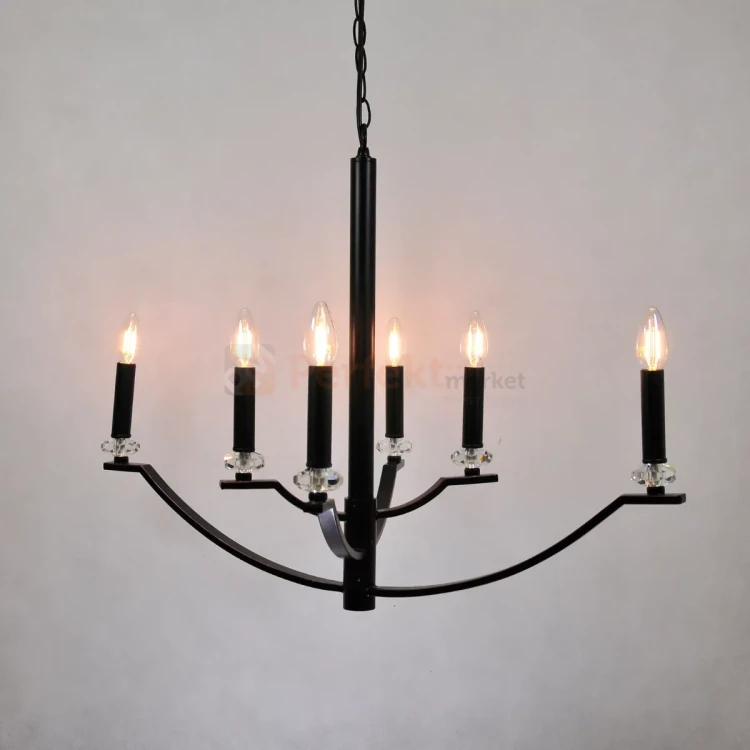 Lampa wisząca klasyczna Hims Polux 310514 czarna 6xE14 perfektmarket (1).webp