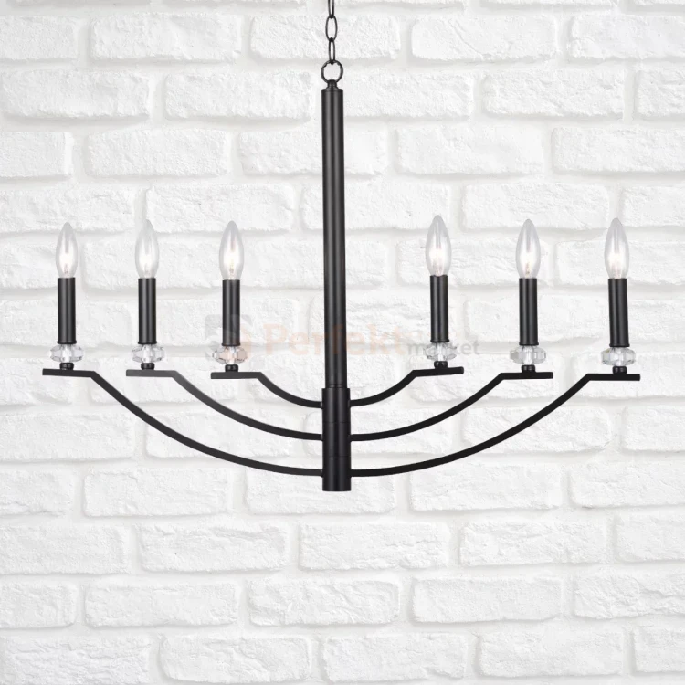 Lampa wisząca klasyczna Hims Polux 310514 czarna 6xE14 perfektmarket (2).webp