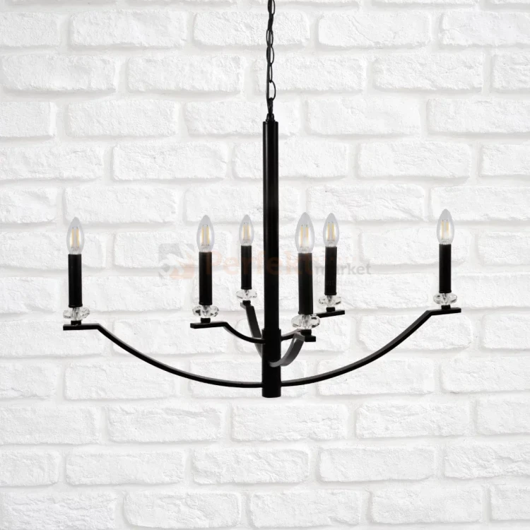 Lampa wisząca klasyczna Hims Polux 310514 czarna 6xE14 perfektmarket (3).webp