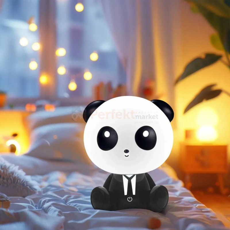 Lampka nocna LED Panda dziecięca trzy poziomy świecenia USB-C ściemnianie.webp