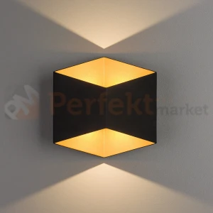 Kinkiet zewnętrzny TRIANGLES LED 3000K czarno-złoty IP54 Nowodvorski 8141