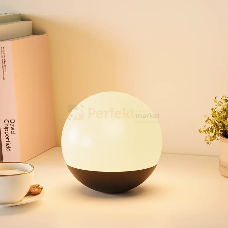 Lampka biurkowa LED PAKO okrągła kula trzy poziomy świecenia USB-C p (4).webp