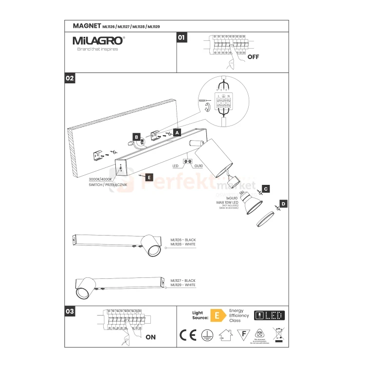 Nowoczesny kinkiet MAGNET 9W LED CCT 1xGU10 regulowany montaż perfektmarket.webp