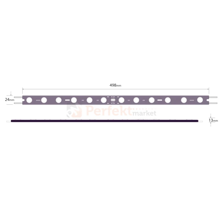 Moduł LED do podświetlenia krawędziowego 498mm 15W IP33 24V 65000K wymiary perfektmarket.webp